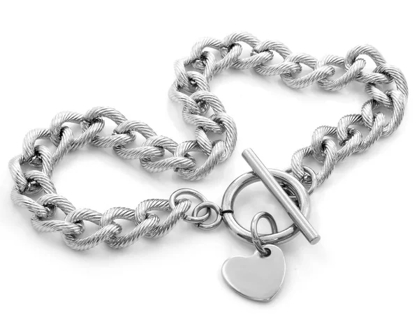 Jewelry silver bracelet. Stainless steel — Stock Photo, Image