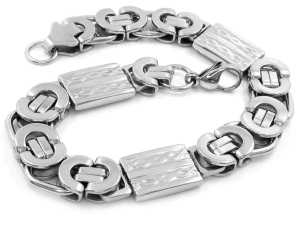 Jewelry silver bracelet. Stainless steel — Stock Photo, Image