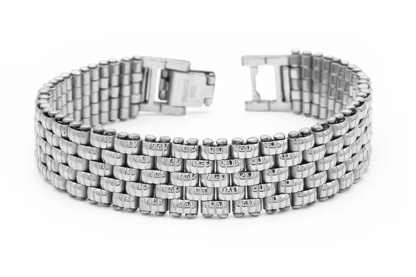 Jóias pulseira de prata. Aço inoxidável — Fotografia de Stock