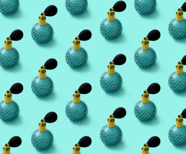 Turkuaz desen vintage parfüm sprey şişesi