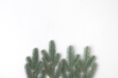 Yaratıcı Yeni Yıl veya Noel mockup köknar dalları ile.