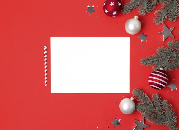 Carta de felicitaciones creativas de Año Nuevo o Navidad maqueta — Foto de Stock