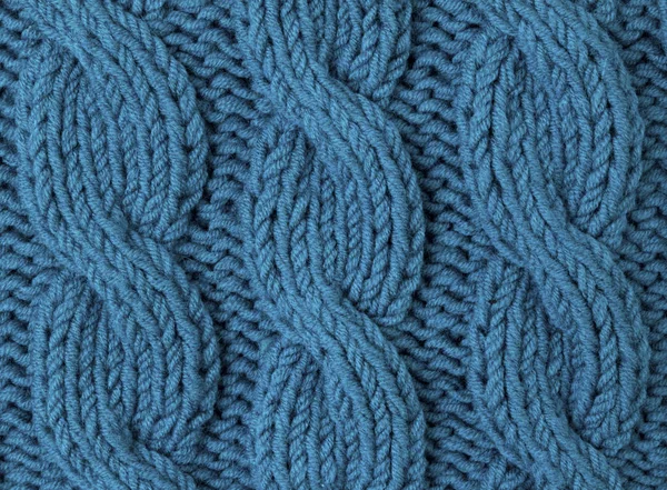 Texture of turquoise knitted fabric close up — Stock Photo, Image