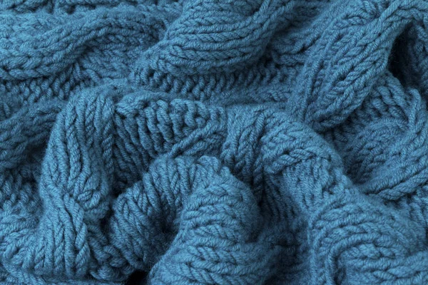 Textura tyrkysové pletené textilie blízko — Stock fotografie