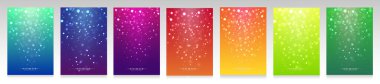 Parlak kaplama seti. Renkli arka planda kıvılcımlar ve yıldızlar. Bulanık yüzey, iş, teknoloji ve özel etkinlik için parlak ve sihirli bohek etkisi.