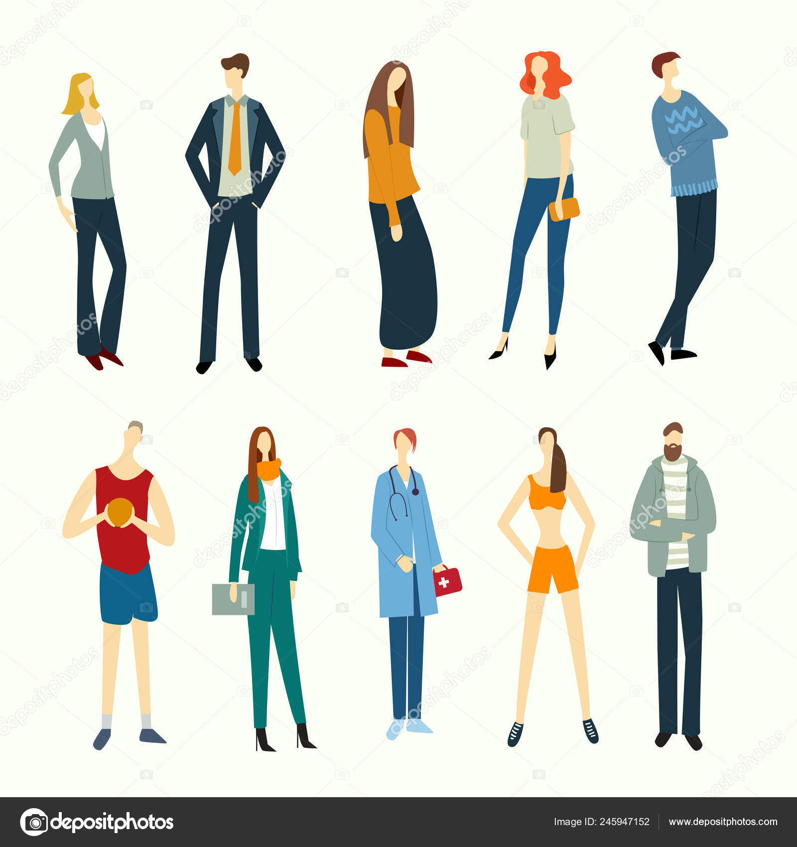 Crowd People Isolated White Background Large Group Men Women Performing