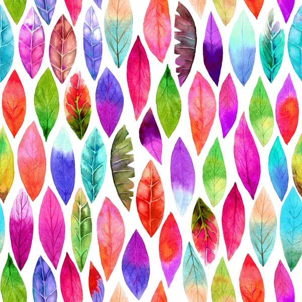 Farbenfrohe verschiedene Blatt nahtlose Muster. abstrakte Farben, joyfu — Stockfoto