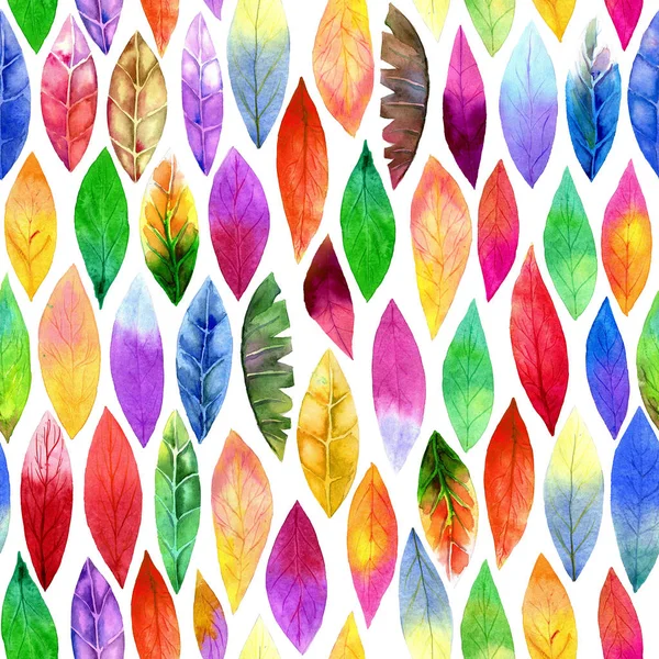 Farbenfrohe verschiedene Blatt nahtlose Muster. abstrakte Farben, joyfu — Stockfoto