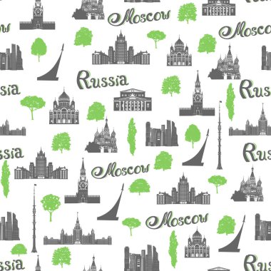 Moskova mimarisi kusursuz desen. Vektör illüstrasyonu