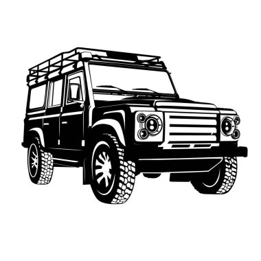 Modern off road araba, izole edilmiş siluet vektör çizimi