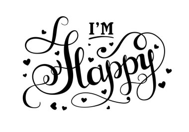 Yazı stili üzerine Mutlu Metin 'im. Kalpli vektör çizimi