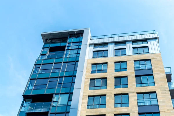 Immeubles Condos Modernes Avec Grandes Fenêtres Dans Centre Ville Montréal — Photo