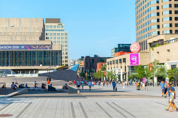 Montreal Canadá Agosto 2018 Central Place Des Arts Square Centro — Fotografia de Stock