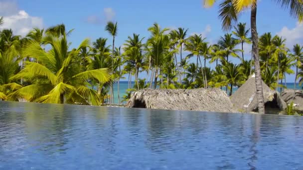 Die Häuser Strand Unter Palmen Ferienort Punta Cana — Stockvideo