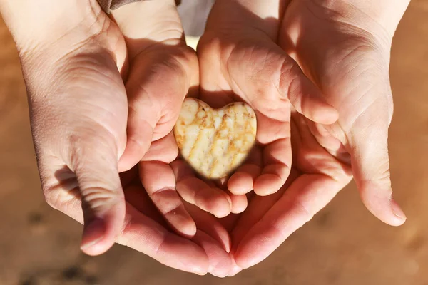 Een kind houdt een hart in zijn handen. Familie — Stockfoto