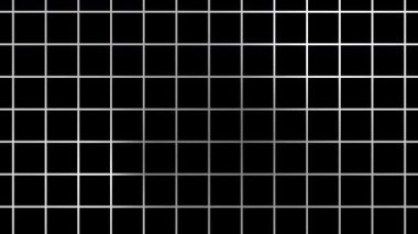 Siyah arkaplan 4K üzerinde beyaz gri hareketli ızgara canlandırması