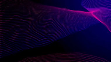 Siyah arkaplan 4K üzerinde pembe mavi dalgalı çizgiler canlandırması