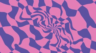 Optik illüzyonla canlandırılmış mor ve pembe kareli dalga arkaplanı