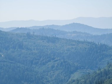 Karpat Dağları 'ndaki bir tepeden manzara. Güzel manzara. Dağlar görülebilir. güzel doğa.
