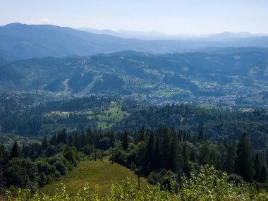 Yazın Karpat Dağları 'nın köyünden manzara