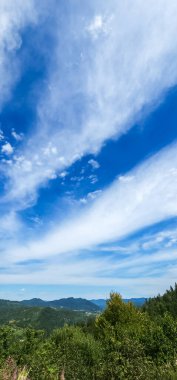 Arkasında bir dağ olan güzel bir manzara.