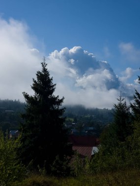 beautiful mountain scenery with clouds
