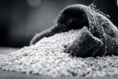 Ham organik beyaz mercimek, gunny çantaya vigna mungo.