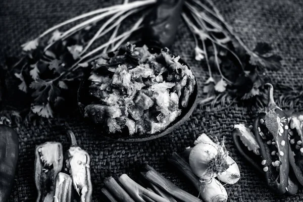 Detailní Záběr Indické Jídlo Jíst Zimní Sezóně Baingan Bharta Zeleninou — Stock fotografie