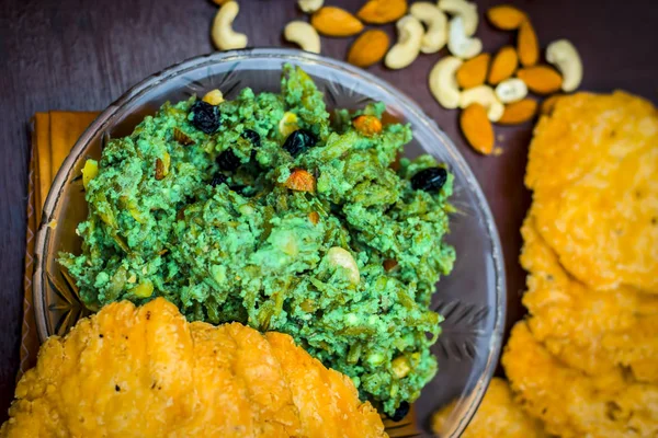 Halwa Lagenaria Siceraria Guarda Garrafa Uma Sobremesa Doce Indiana Servida — Fotografia de Stock