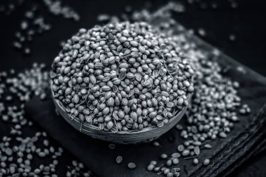 Baharat kişniş tohumu geleneksel bir sepet içinde görünümünü kapat 