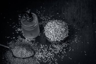 Siyah kimyon tohumu ve ayıklanan petrol kapat 