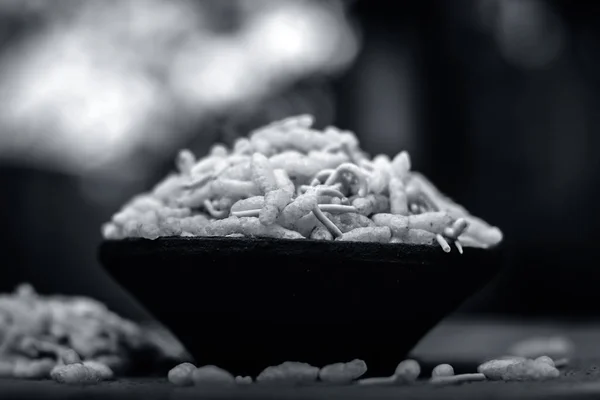 Primer Plano Snack Indio Sev Mumra Tazón Barro — Foto de Stock