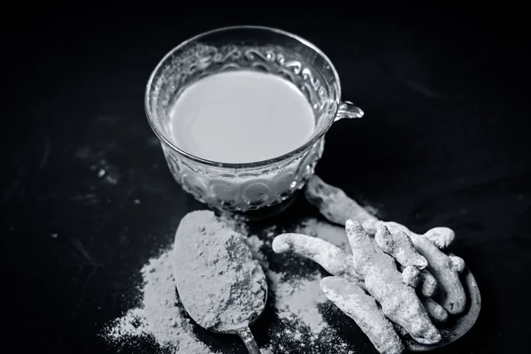 Tee Aus Kurkuma Curcuma Longa Mit Seinem Pulver — Stockfoto