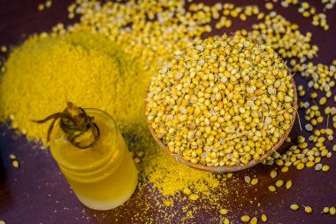 Kişniş yağı bir kil kase kuru kişniş ile