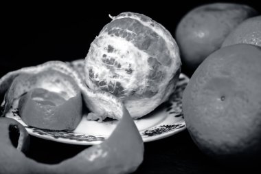 Taze olgun kabuğu mandalina görünümünü kapat  