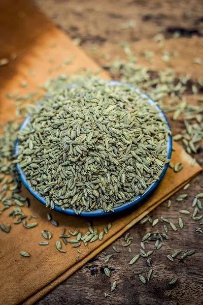 Close up view of traditional mouth fresheners essential herb fennel in a glass plate