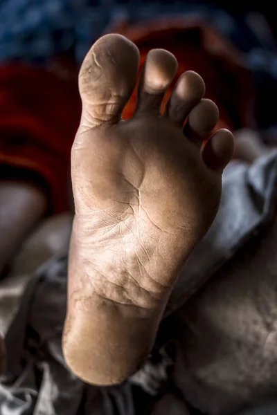 Close up of human leg with toes