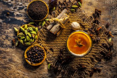 Popüler Hint içki Masala Chai üstten görünüm