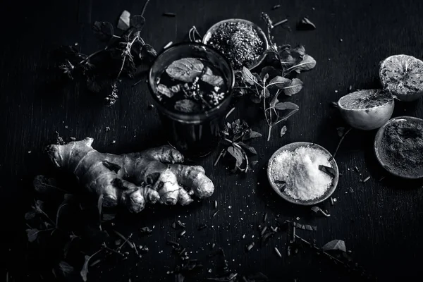 Herbal Drink Kashmiri Kahwa Ingredients Dark Gothic Colors — Stock Photo, Image