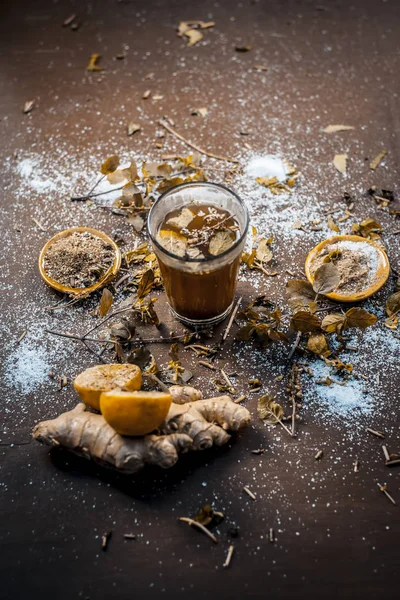 Bebida Hierbas Cachemira Kahwa Con Limón Jengibre — Foto de Stock