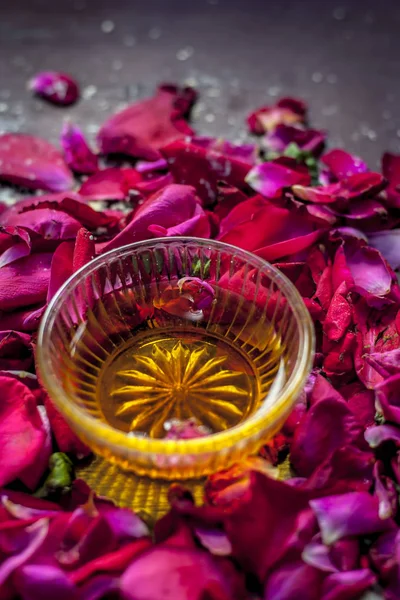 Close Bowl Honey Rose Petals — Stock Photo, Image