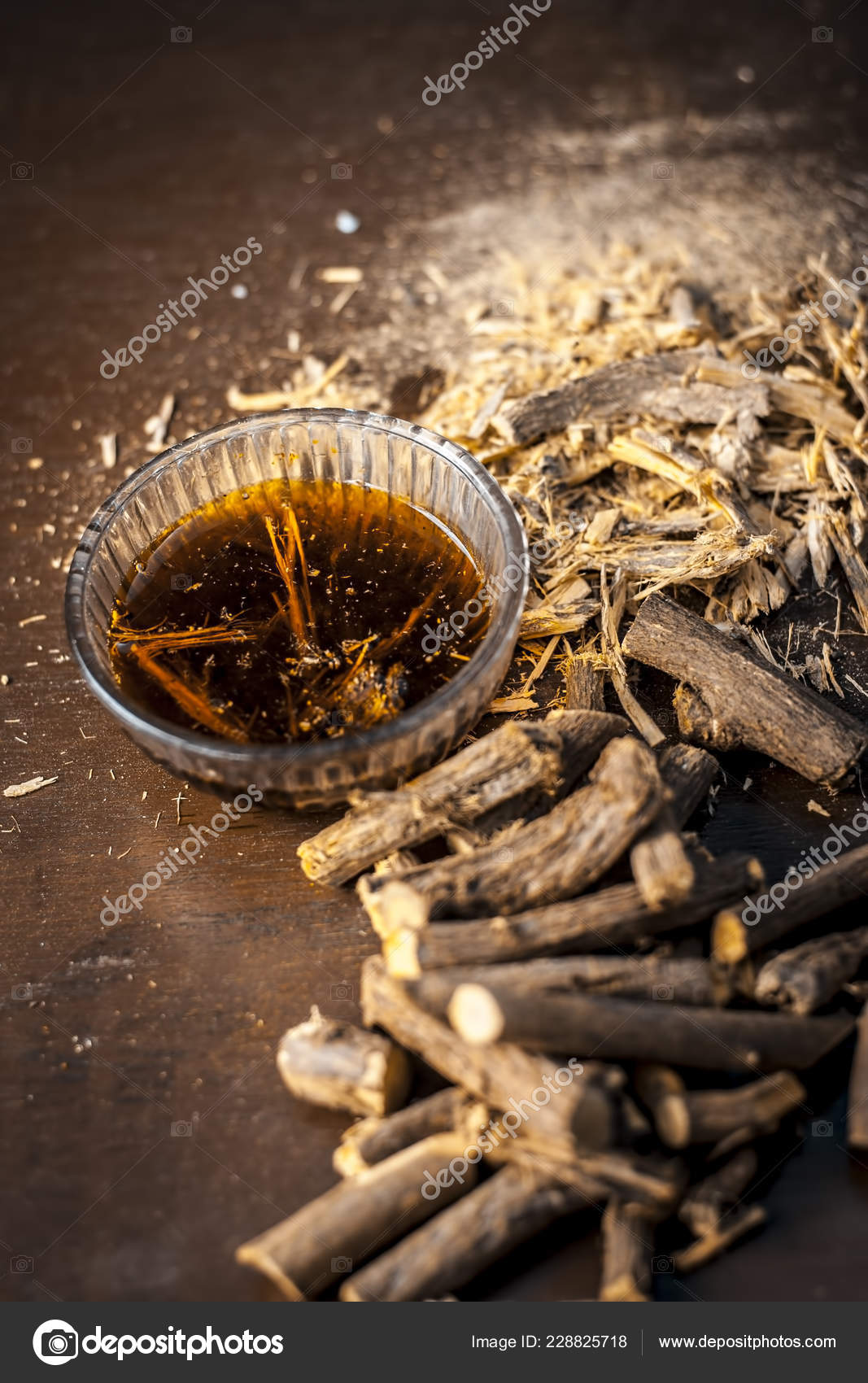 Traditional Ayurvedic Herbal Drink Liquorice Roots Stock Photo by