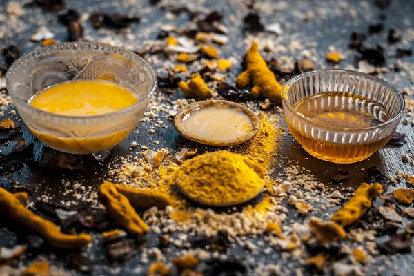 Harina Garbanzos Con Miel Diferentes Especias Mesa — Foto de Stock