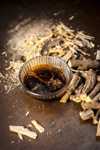 Bylinný Čaj Kořeny Lékořice Hobliny — Stock fotografie