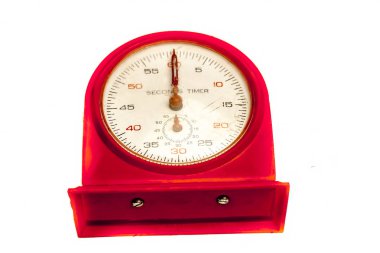 Beyaz arka plan üzerinde izole saniye süreölçeri yakın çekim