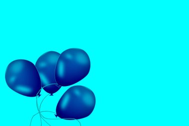 Mavi arka plan üzerinde renkli hava balonları