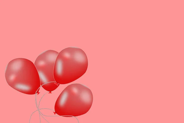 Kolorowych Balonów Czerwonym Tle — Zdjęcie stockowe