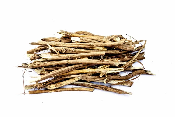 Close Ashwagandha Roots Isolated White — Stock Photo, Image