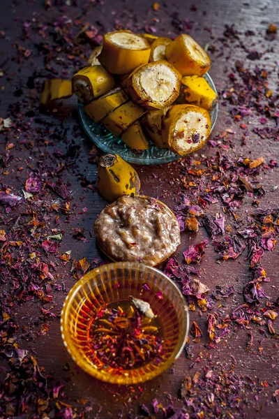 Närbild Ansiktet Pack Från Banan Och Honung — Stockfoto