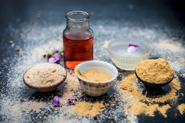 Close Oats Face Mask Rose Water Lemon Juice — Stock Photo, Image